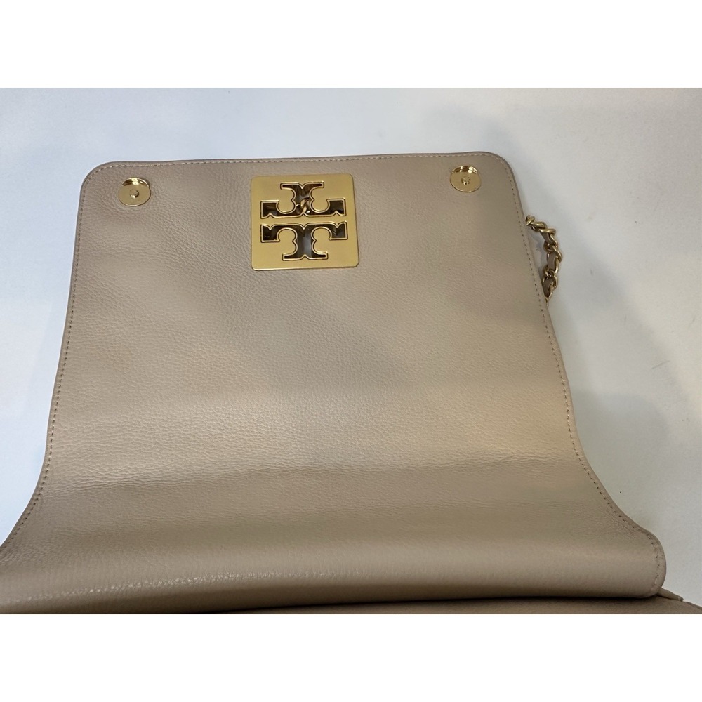 Tory Burch Kira Pebbled Leather Shoulder Bag Blush Pink Gold Chain Logo Flap EUC - Picture 5 of 5